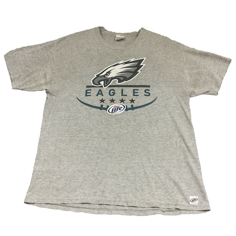 VTG NFL Philadelphia Eagles Miller Lite Gray T Shirt Sz L